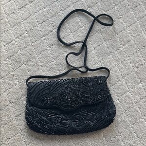 Elegant Black Beaded Women's Bag